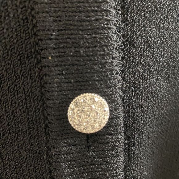 ST JOHN Basics Cardigan Jacket Black rhinestone Buttons Santana Knit size 6 - Picture 4 of 15